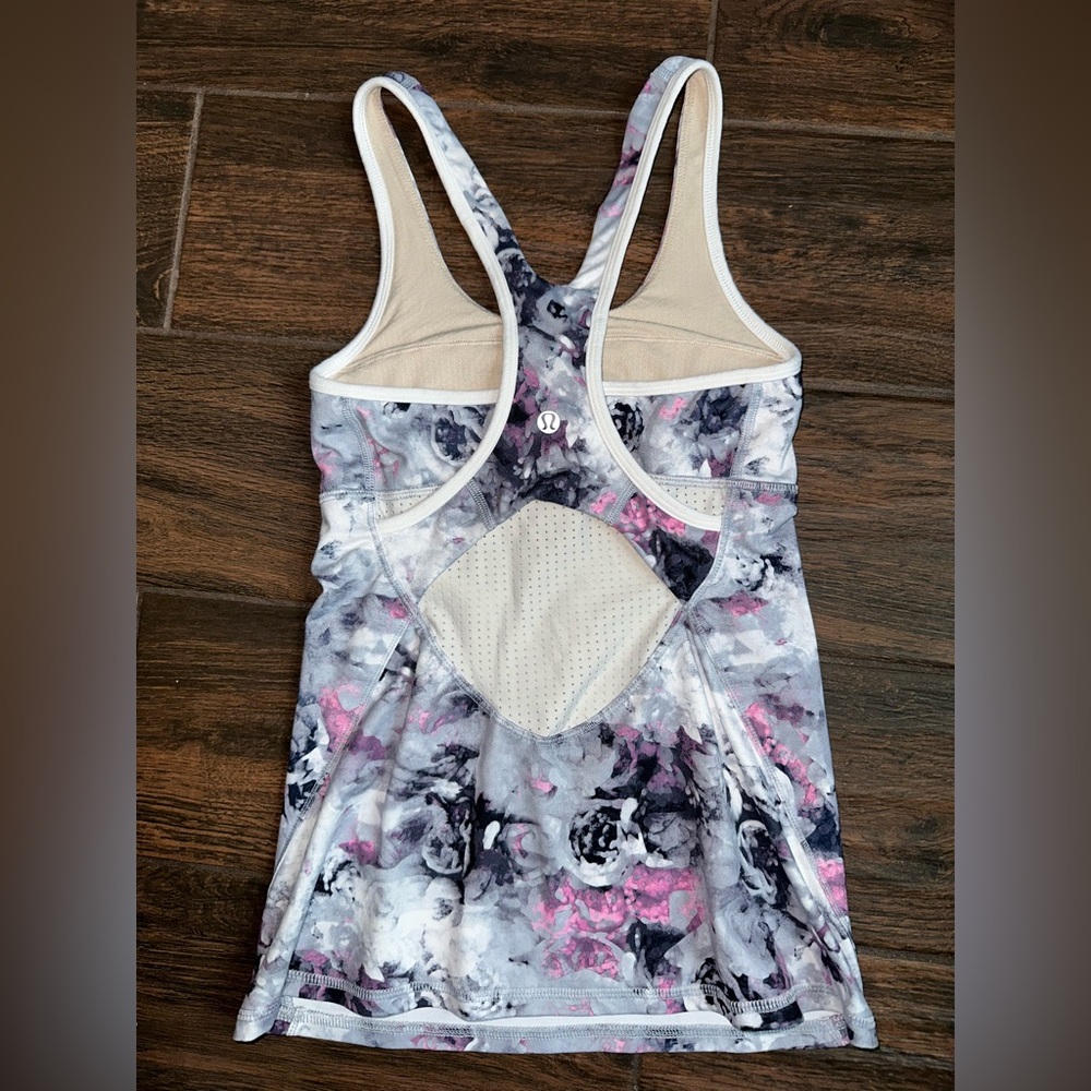 Lululemon Athletica Floral Print Tank Top - Pink, Gray, White